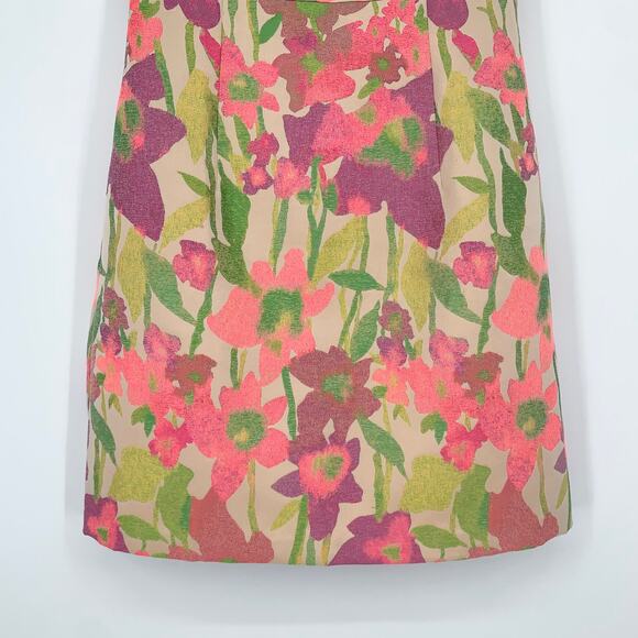 Trina Turk Ruth Floral Dress in Acid Garden Neon Jacquard Sleeveless Mini Dress - Picture 6 of 13